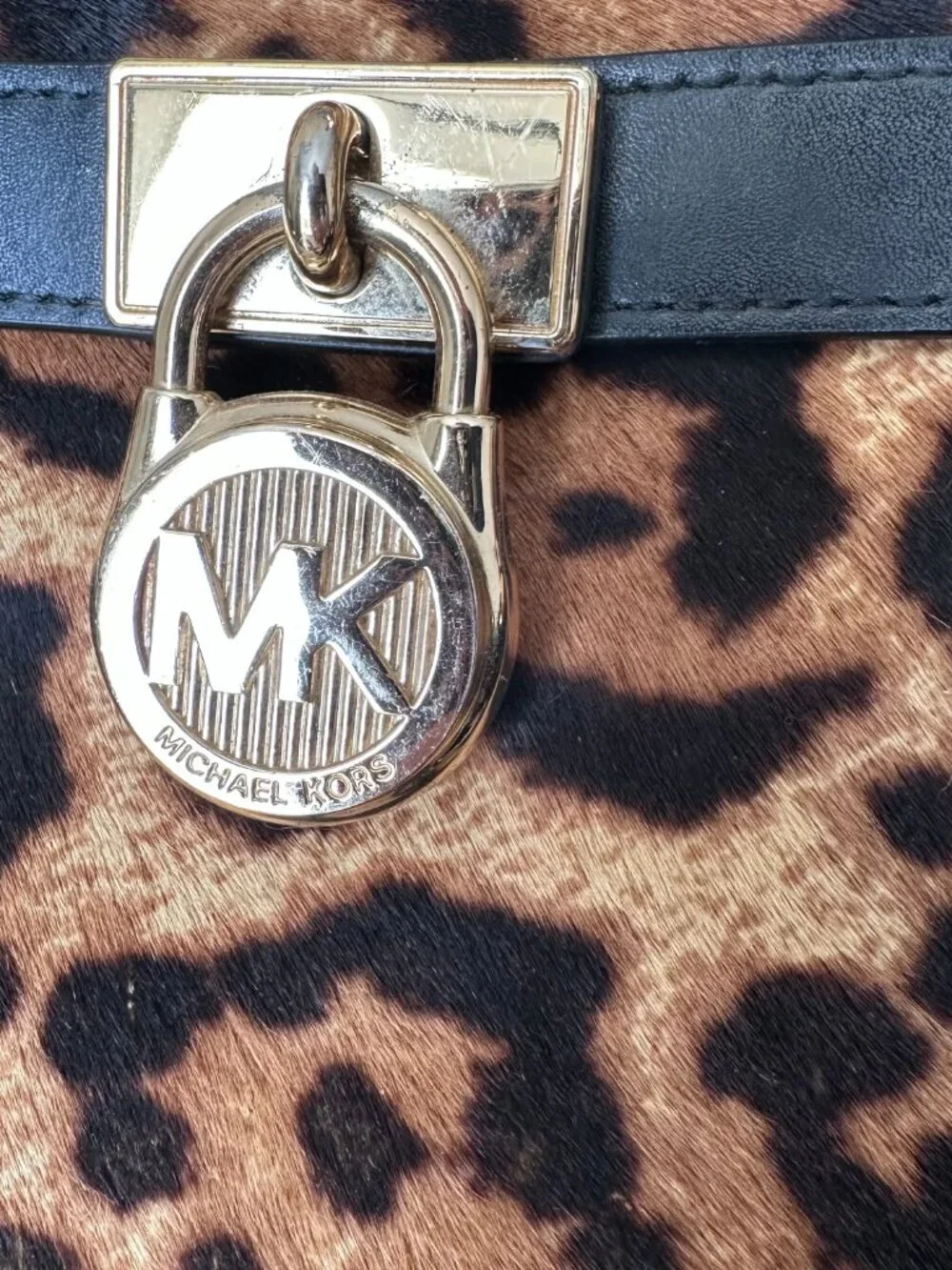 Michael Kors Hamilton Leopard Calf Hair Satchel